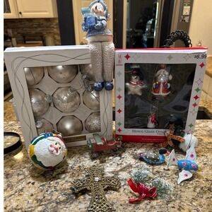 Merry Brite‎ Holiday Time Christmas Ornaments Lot, Boxed & Unboxed, Snowman